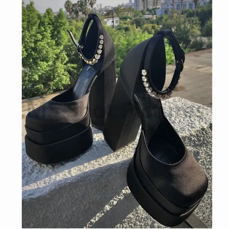 Square Toe Platform Party High Heels