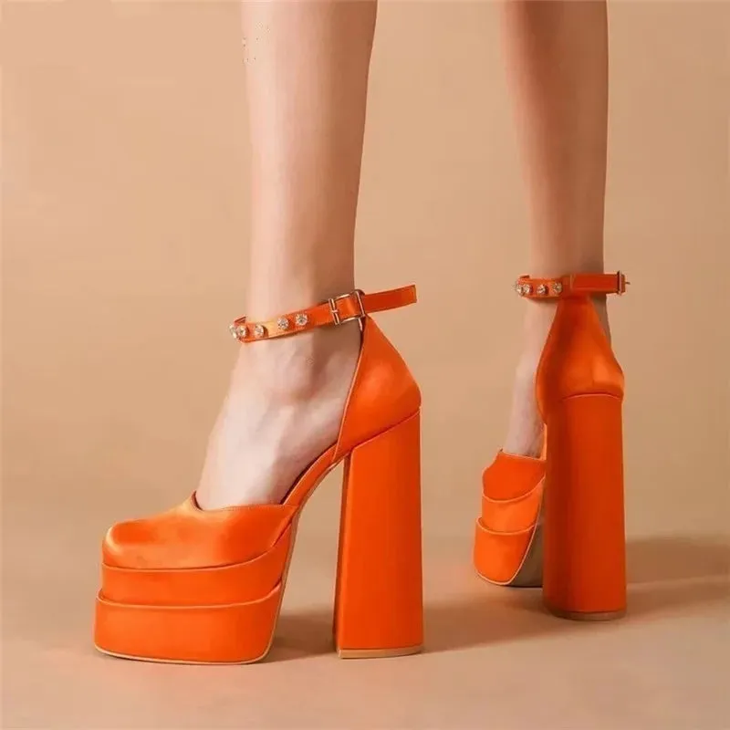 Square Toe Platform Party High Heels