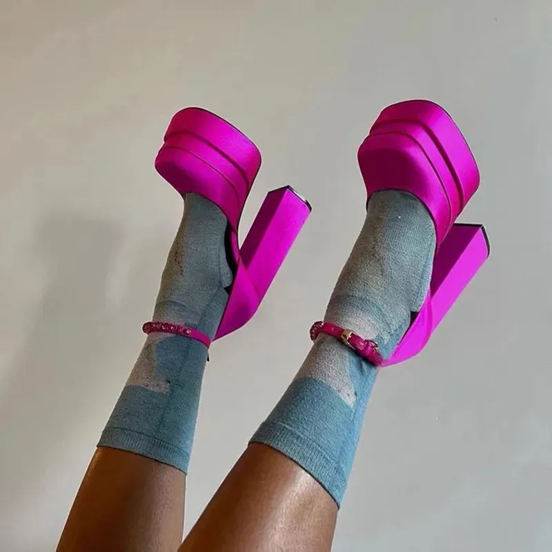Square Toe Platform Party High Heels