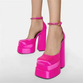 Square Toe Platform Party High Heels