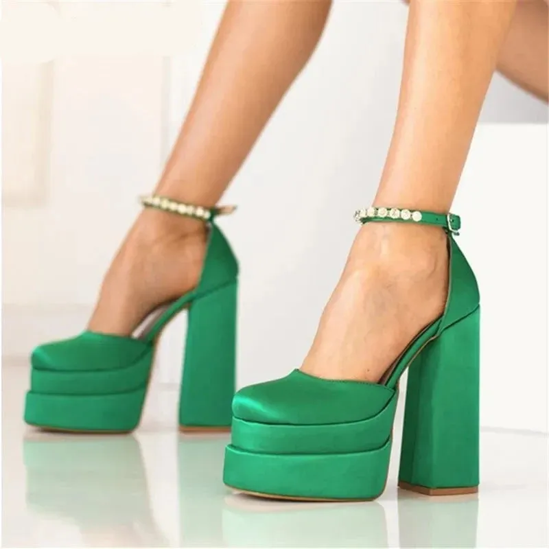 Square Toe Platform Party High Heels