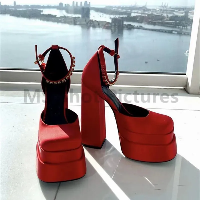 Square Toe Platform Party High Heels
