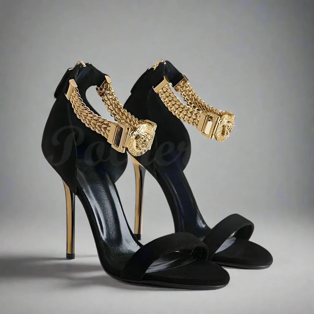 Women's Open Toe Stiletto with Ankle Strap