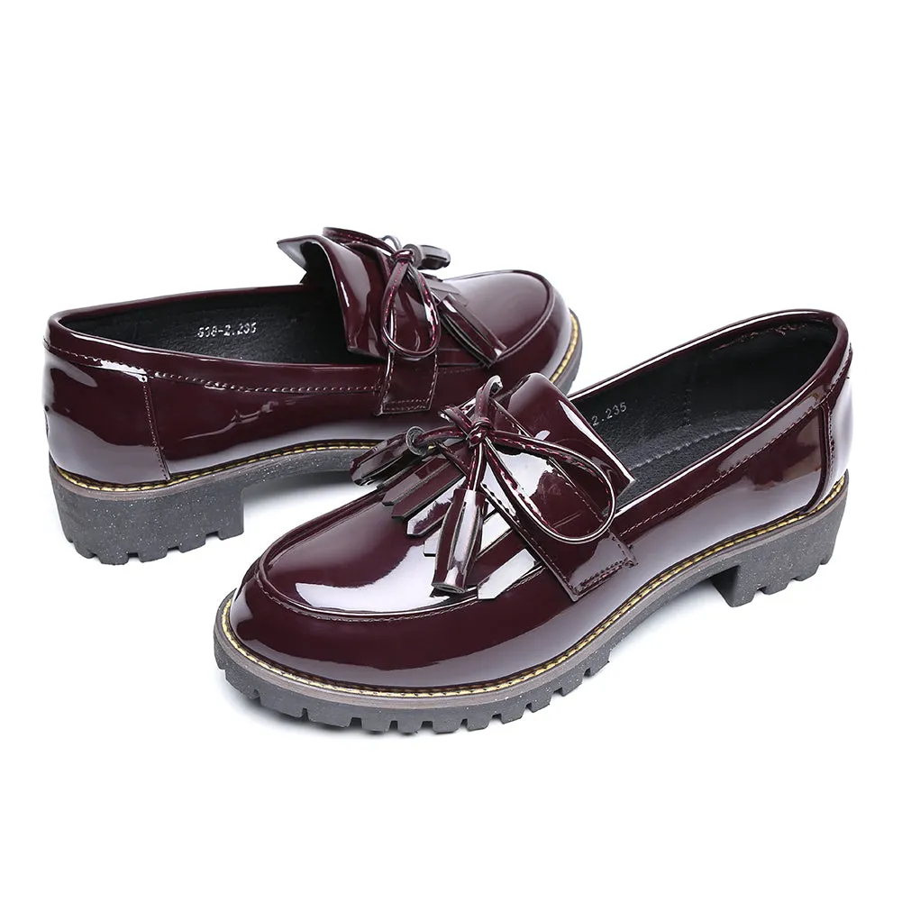 Women's Slip on Loafer Flats Tassel Casual Work School Low Heel Shoes for Girl