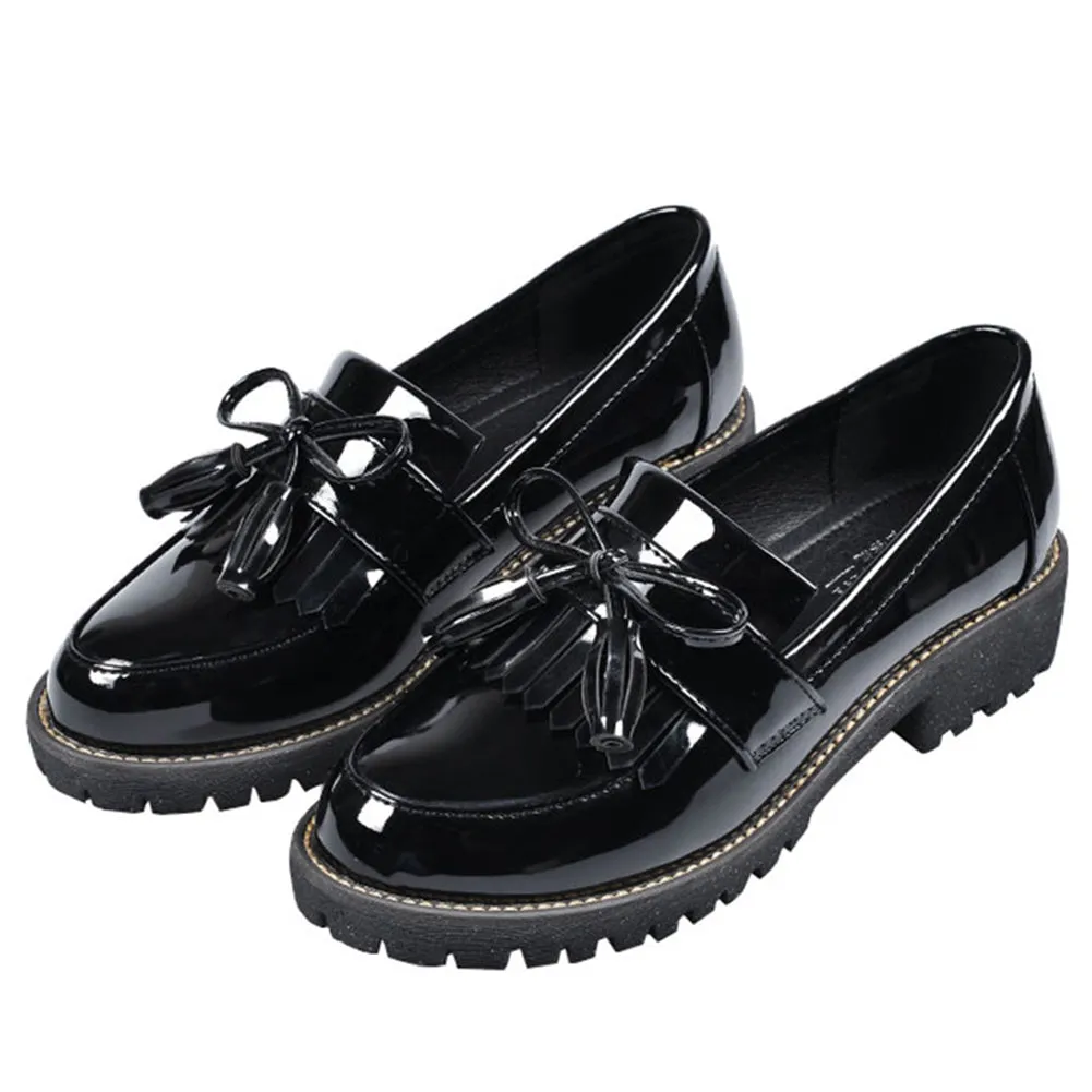 Women's Slip on Loafer Flats Tassel Casual Work School Low Heel Shoes for Girl