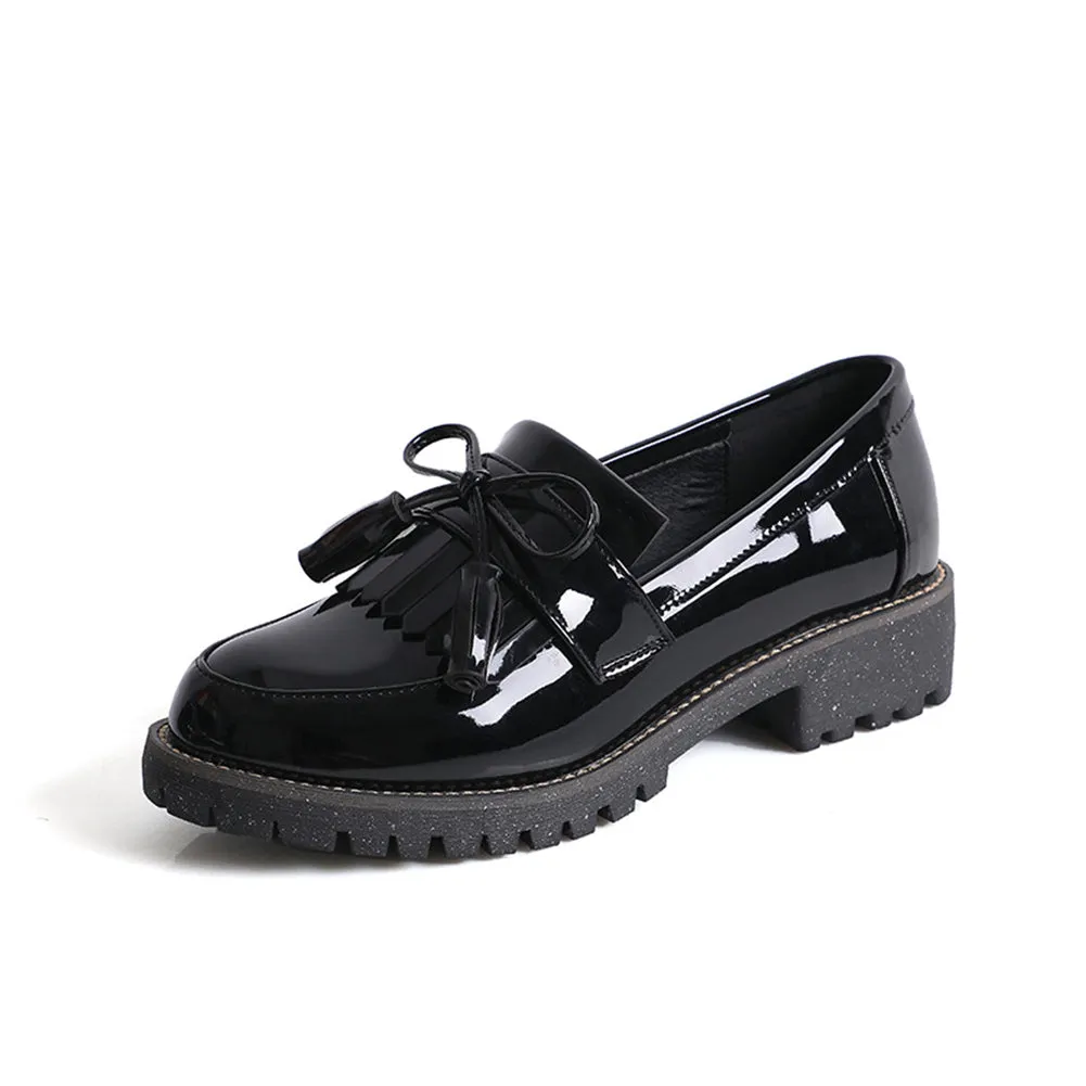 Women's Slip on Loafer Flats Tassel Casual Work School Low Heel Shoes for Girl