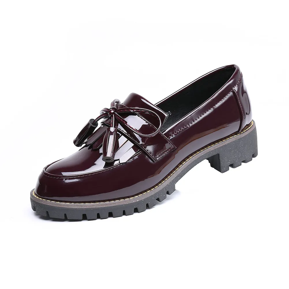 Women's Slip on Loafer Flats Tassel Casual Work School Low Heel Shoes for Girl