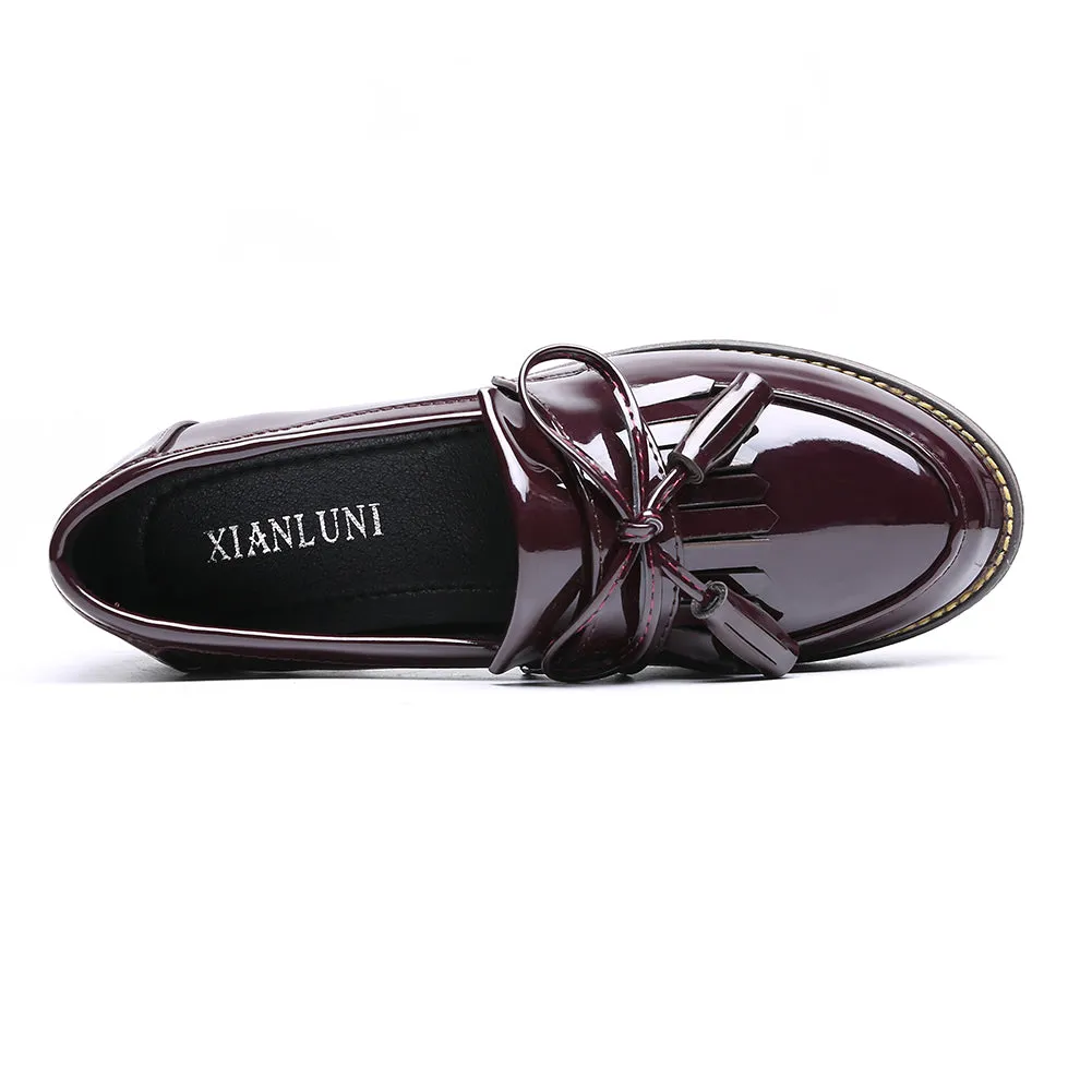 Women's Slip on Loafer Flats Tassel Casual Work School Low Heel Shoes for Girl