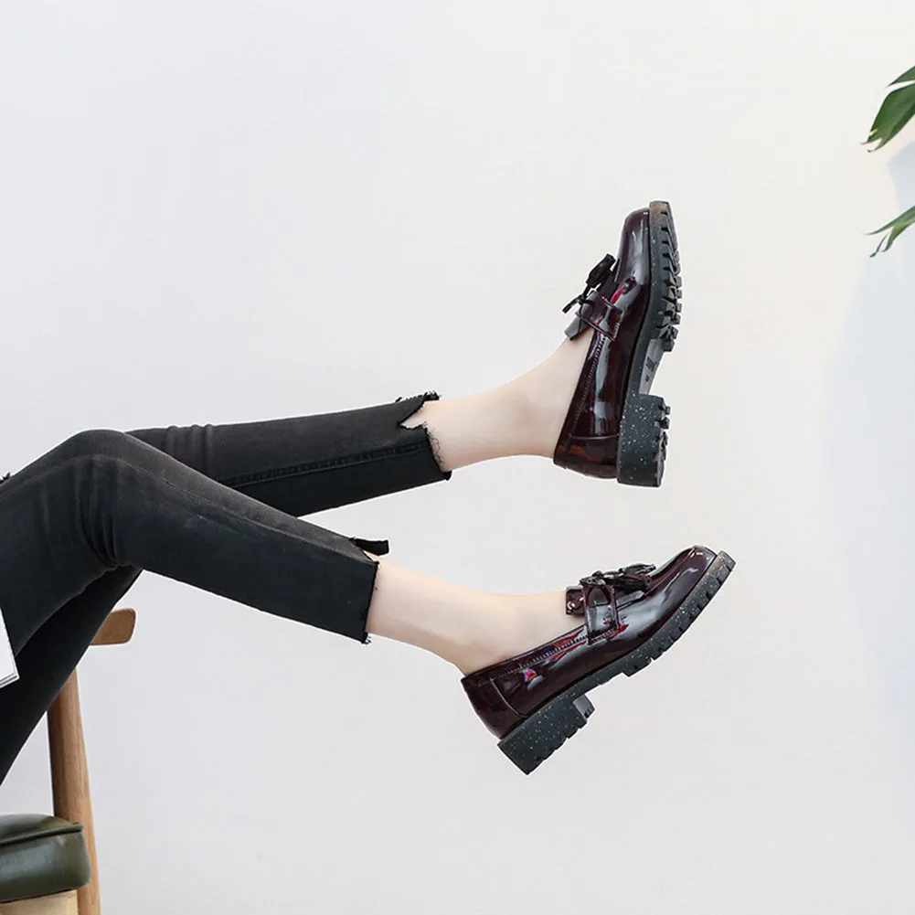 Women's Slip on Loafer Flats Tassel Casual Work School Low Heel Shoes for Girl