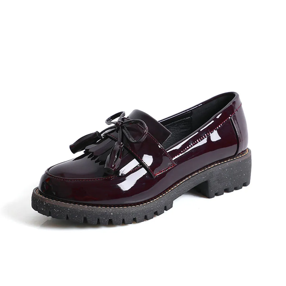 Women's Slip on Loafer Flats Tassel Casual Work School Low Heel Shoes for Girl