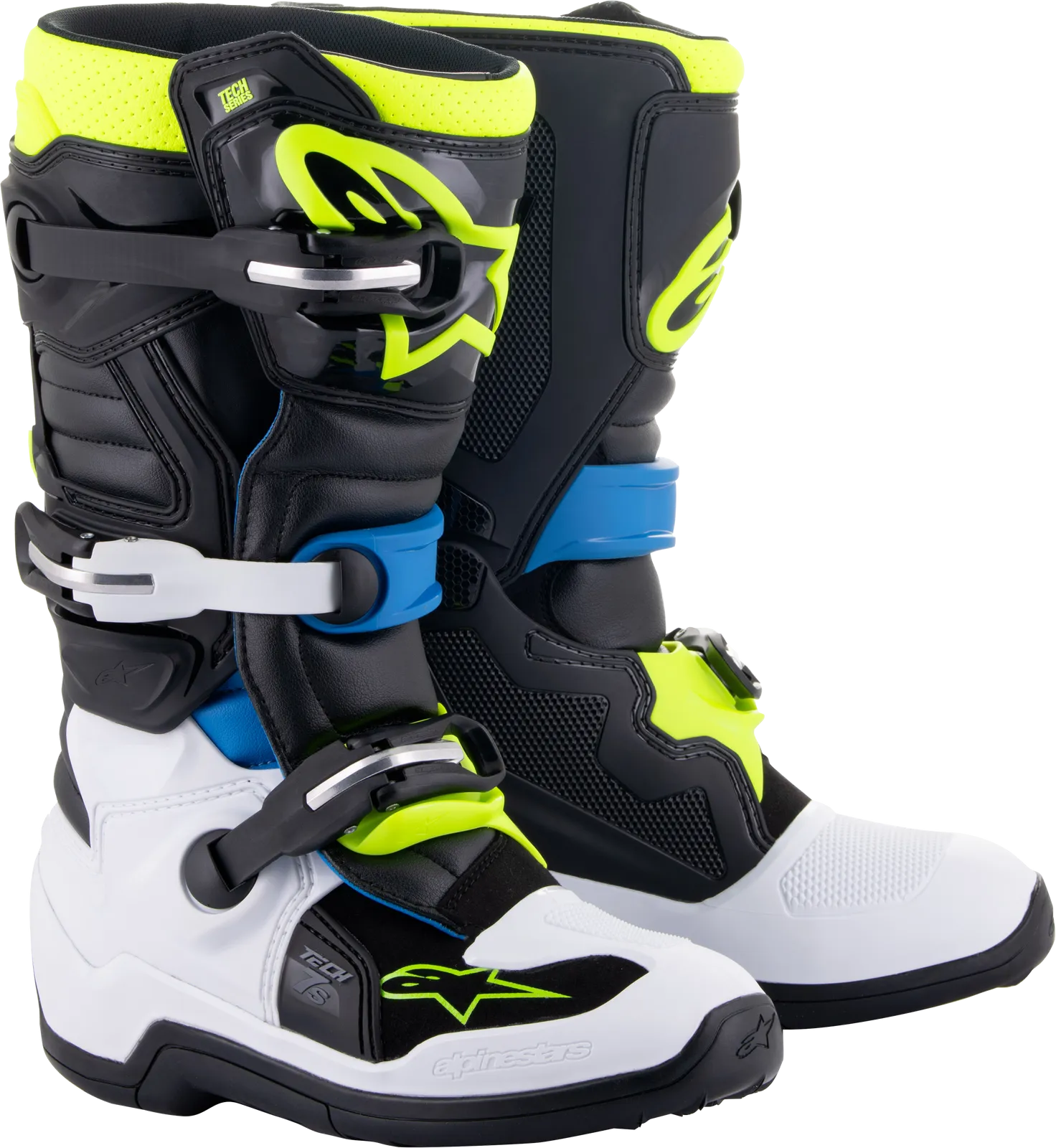 Youth MX Tech 7S - Black/White/Blue/Yellow